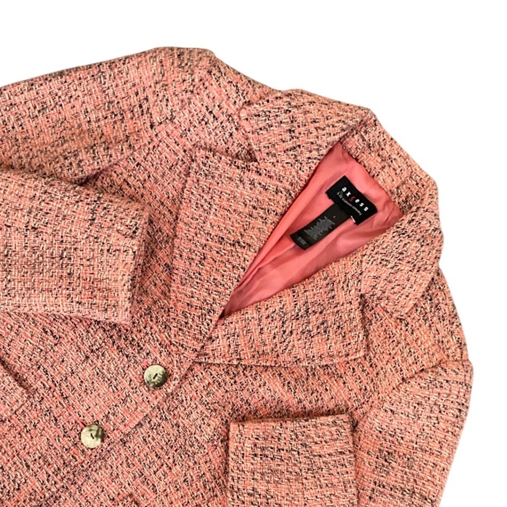 Axcess Liz Claiborne Coral Tweed Blazer Front Button Lined Jacket Women US 4 - Picture 4 of 7